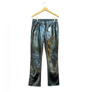 NEW Gap Womens Baby Boot Mid Rise Black Shiny Pants Size 29 Grunge Punk Goth Emo